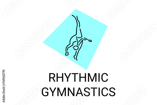 Rhythmic gymnastic sport vector line icon. practice gymnastic. sport pictogram, vector illustration