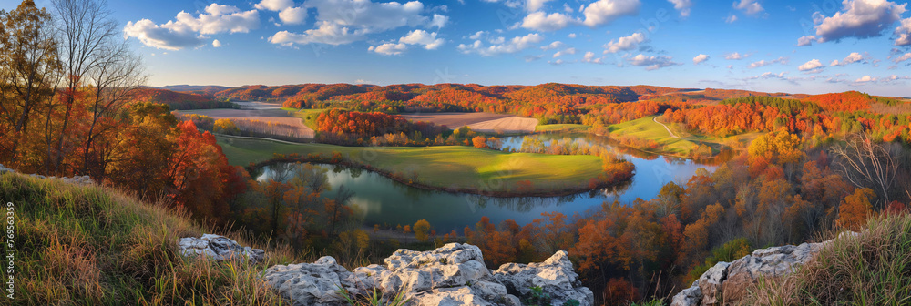Stunning panoramic photo of the Ohio state landscape - obrazy, fototapety, plakaty 