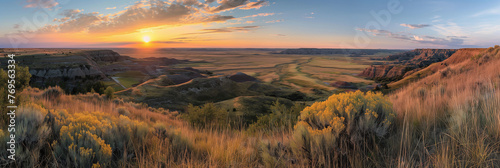 Stunning panoramic photo of the North Dakota state landscape