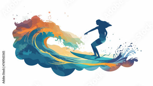 Surf and Waves Mind Soul Flat vector 