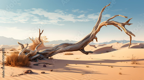Rough tree trunk in desert landscape