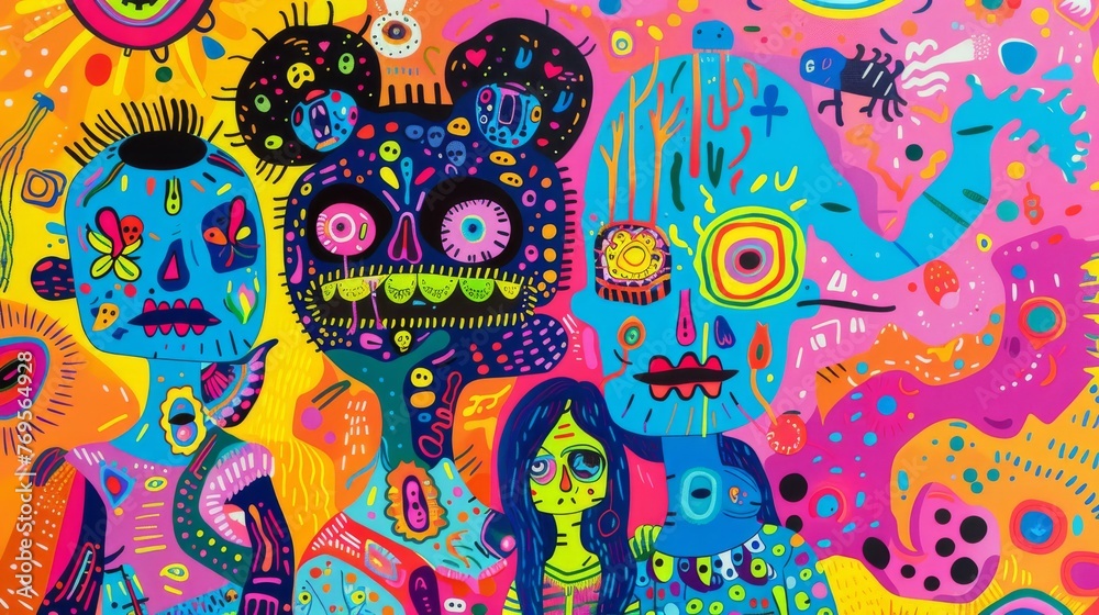 Colorful Doodle Drawing Background