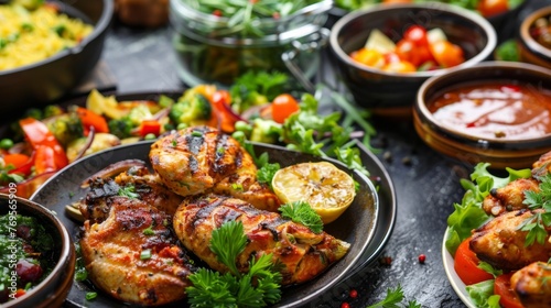 Varied Assortment of Food on a Table