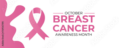 Breast cancer awareness campaign banner background with pink ribbon. vector illustration of breast cancer awareness campaign in october month background. poster, flyer, cover, card, web, brochure.