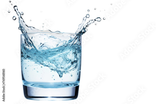 An Elixir of Tranquility: Water in a Glass. On a White or Clear Surface PNG Transparent Background.