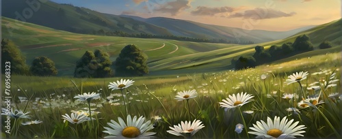 A work of art that conveys the serene atmosphere of a spring meadow. 