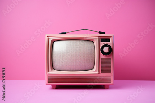 TV with blank screen isolated on white backgron photo