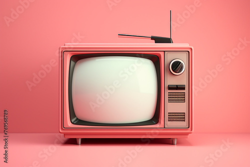 TV with blank screen isolated on white backgron photo