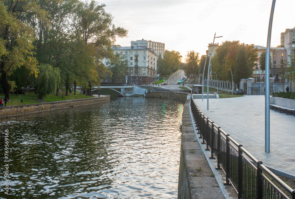 View of the Svisloch River and K. Marx Street in Minsk