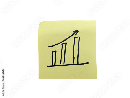 Growth graph clip art on sticky note