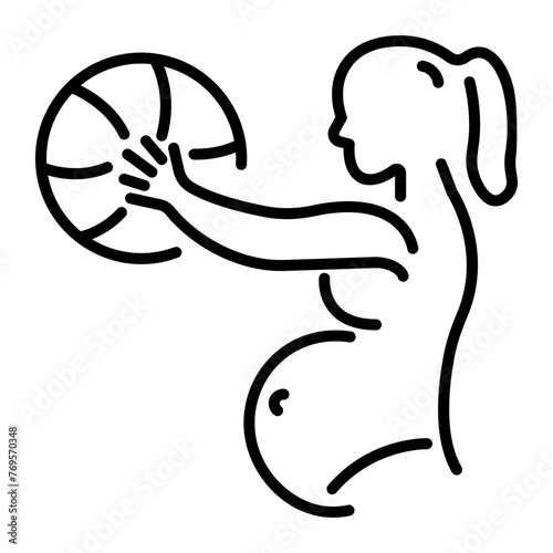 Editable line style icon of prenatal exercise 