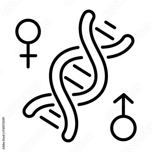 Trendy linear icon of a gender dna 