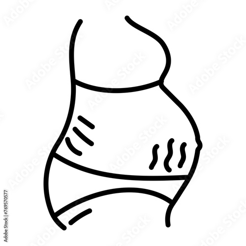 A linear style icon depicting stretch marks 