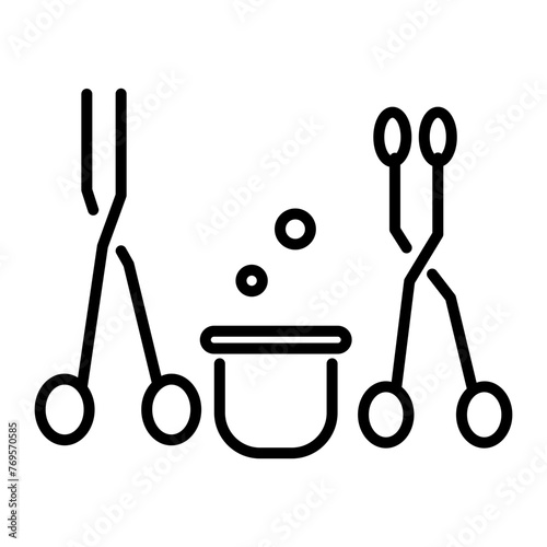 Handy line style icon of cesarean instruments 