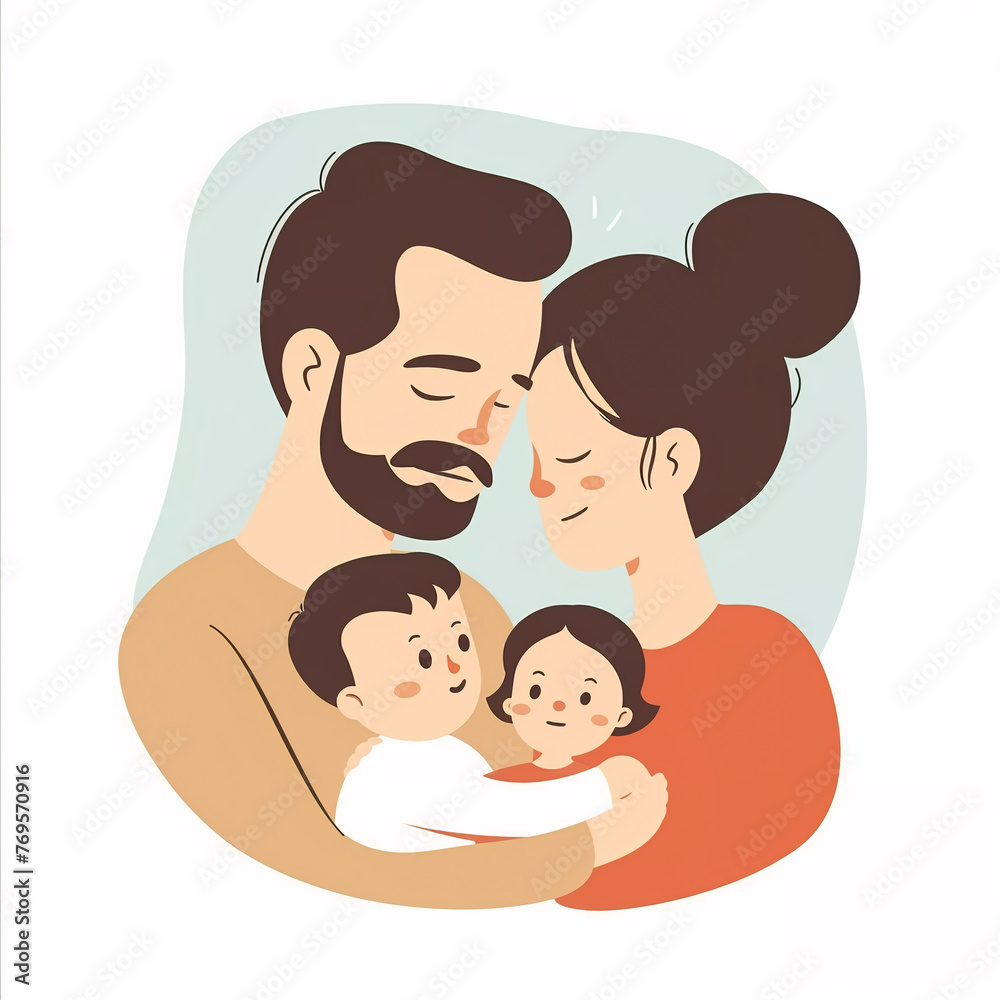 illustration of happy loving family, parents with kids, isolated flat vector modern parenthood illustration, mother, father and child, full of love and tenderness illustration of happy loving family, parents with kids, isolated flat vector modern parenthood illustration, mother, father and child, full of love and tenderness