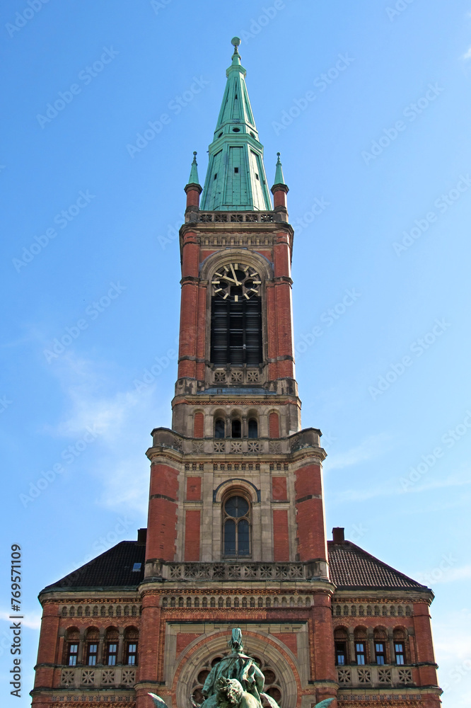Top of the Protestant church Johanneskirche in Düsseldorf, Germany.          