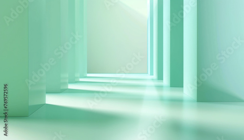 Abstract empty interior with bright walls and floor. 3d render illustration. AI.