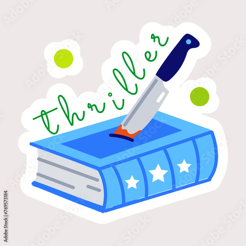 An editable flat sticker of thriller book 