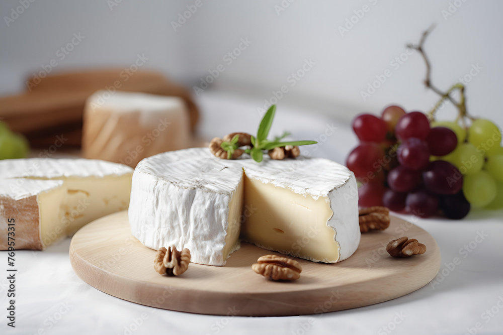 camembert cheese and grapes
