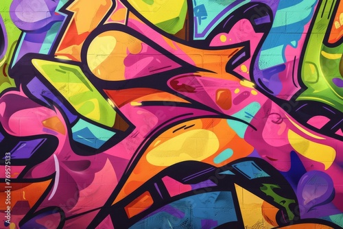 Vibrant Graffiti Art on Urban Wall, Street Art Concept, Colorful Vector Illustration
