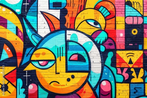 Vibrant Graffiti Art on Urban Wall  Street Art Concept  Colorful Vector Illustration