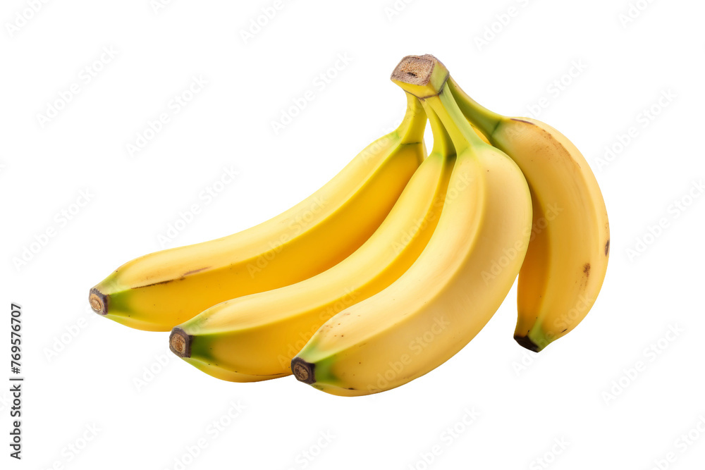 Golden Bunch: A Vibrant Collection of Ripe Bananas. On a White or Clear Surface PNG Transparent Background.