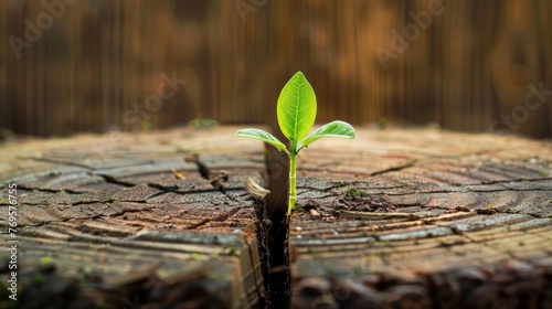 Simplified Text:** Growing a successful business involves both renewal (removing old practices) and development (introducing new ones). This is symbolized by a cut-down tree trunk where a thriving sap photo