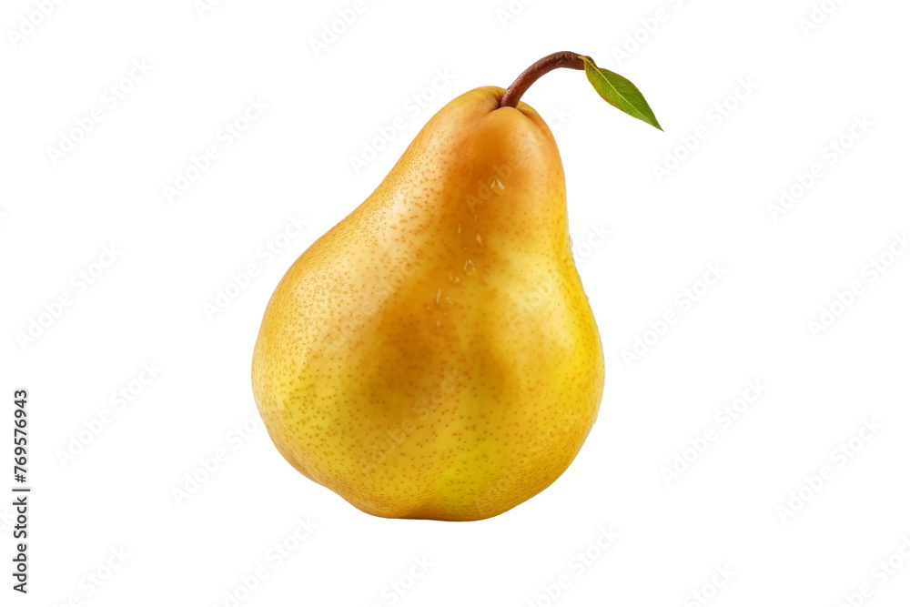 Enchanting Pear: A Green Leafs Embrace. On a White or Clear Surface PNG Transparent Background. Enchanting Pear: A Green Leafs Embrace. On a White or Clear Surface PNG Transparent Background.