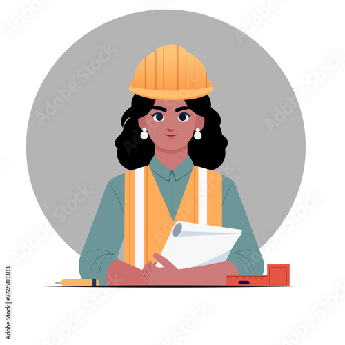 Indian woman working as an engineer builder