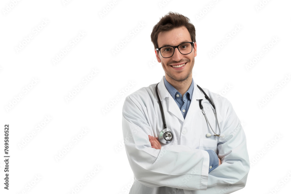 Friendly Smiling Doctor Isolated on Transparent Background
