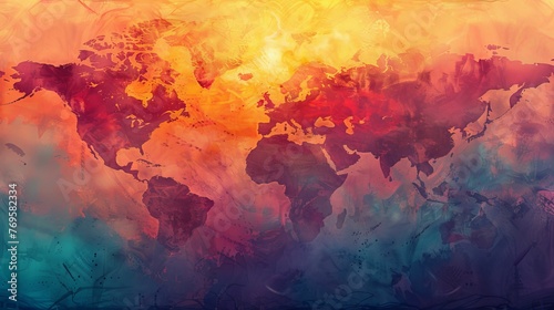 Historical Sunset gradients Abstract Art Mysterious Fantasy Maps ,