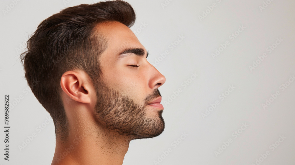 side profile of man white background side profile of man white background