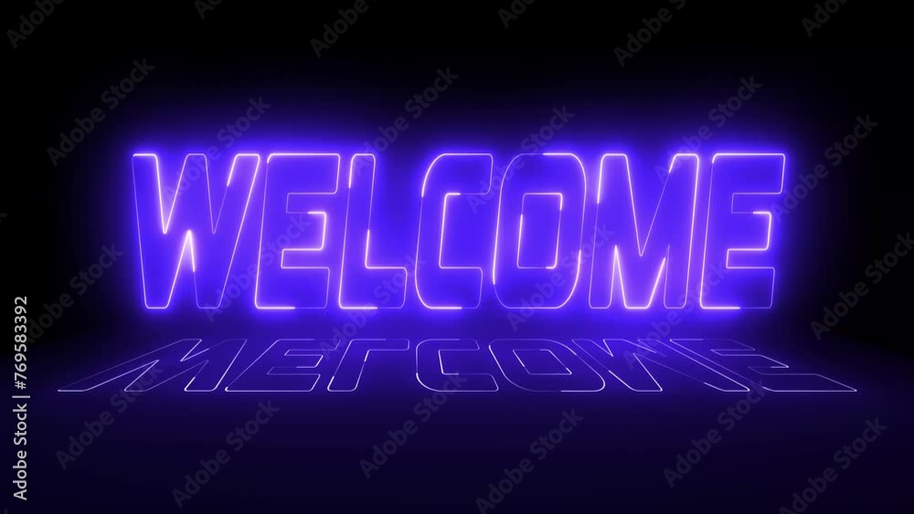 Welcome glowing neon text animation. Welcome neon light calligraphy banner. Neon welcome signboard Welcome glowing neon text animation. Welcome neon light calligraphy banner. Neon welcome signboard