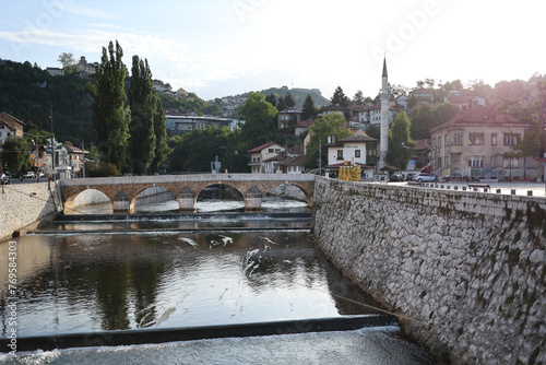 view of the river in the city Sarajevo © Andrei
