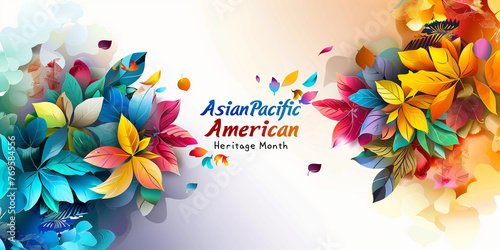 Asian American and Pacific Islander Heritage Month background, banner, logo photo