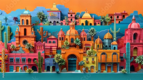 Origami Paper Town: Guadalajara Tradition and Modernity Essence   © Kristian