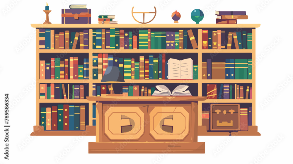 Wizards library. Flat vector isolated on white background