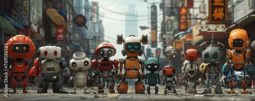 Craft an imaginative composition from a low angle, depicting a diverse group of sentient machines and AI engaging in a thought-provoking dialogue on rights and ethical treatment Ensure the characters 