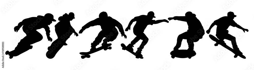 Skateboard silhouette set vector design big pack of illustration and icon
