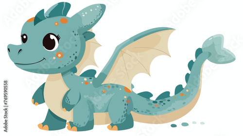 Printable Woodland Baby Dragon flat vector isolated on