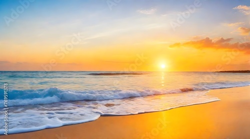 Beautiful tropical beach and sea with sunset time - Holiday Vacation concept