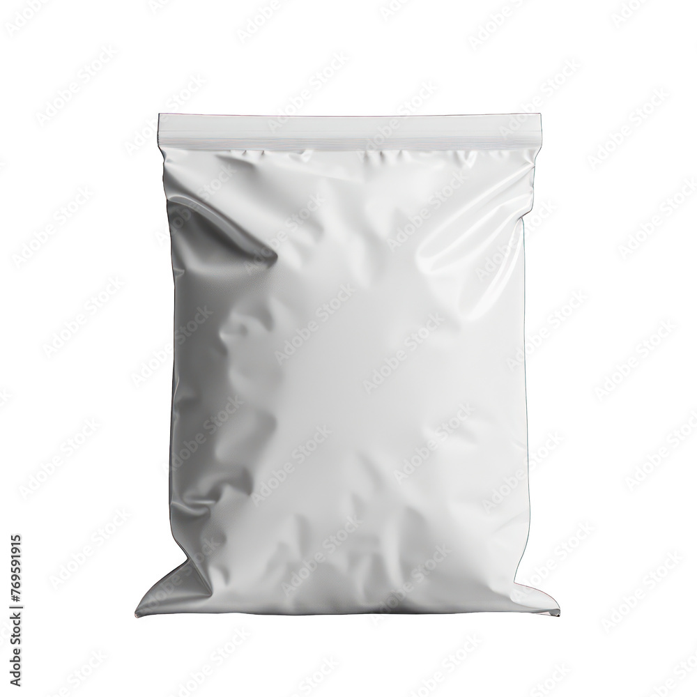 aluminum blank foil food pack bag packaging collection illustration isolated transparent background, . PNG, cutout, or clipping path.
