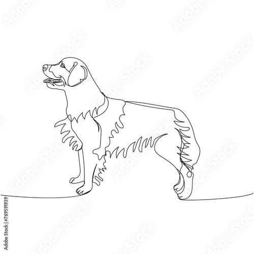 Golden Retriever, dog breed, hunting dog, companion dog one line art. Continuous line drawing of friend, dog, doggy, friendship, care, pet, animal, family, canine.