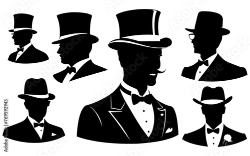 set of silhouette of a gentleman