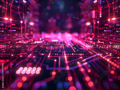 Mesmerizing Quantum Computing Landscape with Pulsating Neon Lights Showcasing the Future of Groundbreaking Computational Prowess