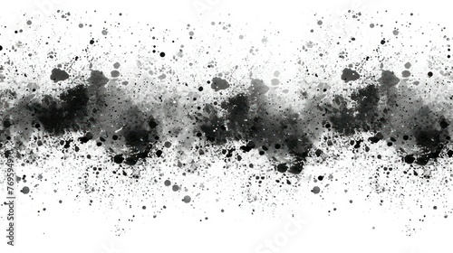 Abstract black ink splatter on white background, suitable for graphic design elements or textures.