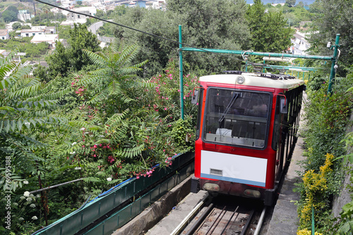 Funicular Train Climbing at Island Capri Italy Travel