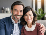 portrait of 40-year-old couple in their home 
