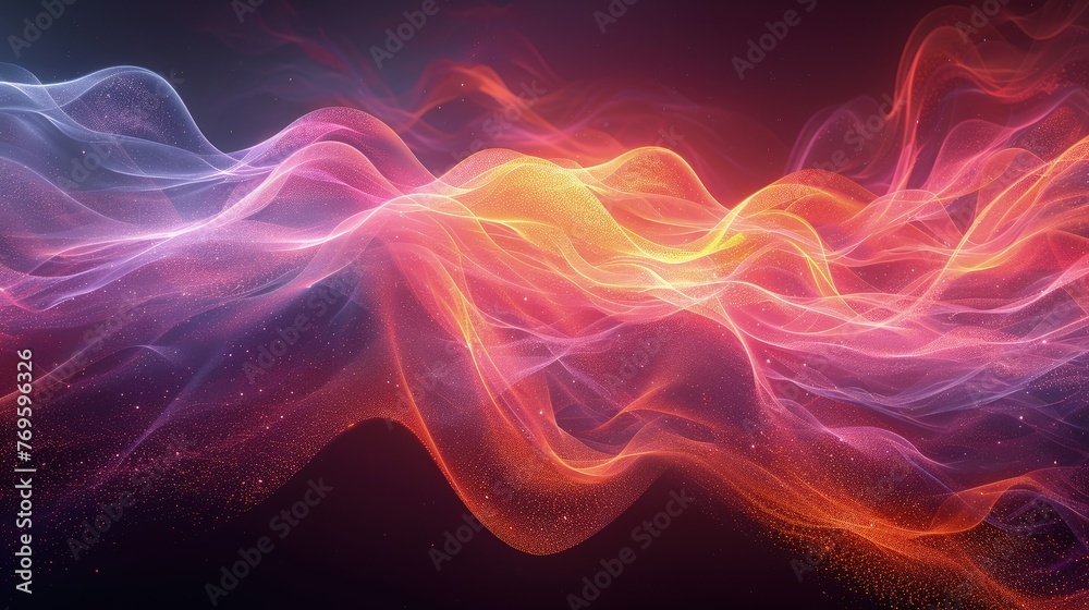 Abstract Neon Waveforms in Pink and Purple Color Palette
