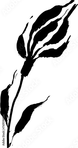 Grunge Dry Brush Ink Wild Flower